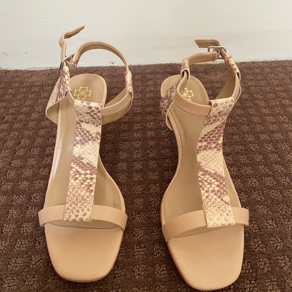 Ann Taylor Python Peep Toe Strap Around Ankle Sti… - image 2